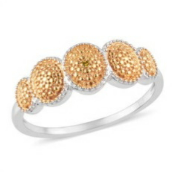 Yellow Diamond Yellow Rhodium & Platinum Sterling - Picture 1 of 6